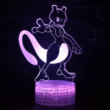 Lade das Bild in den Galerie-Viewer, Mew oder Mewtwo / Mewtu Nachttischlampe 3D Effekt, 16 Farben, Fernbedienung kaufen
