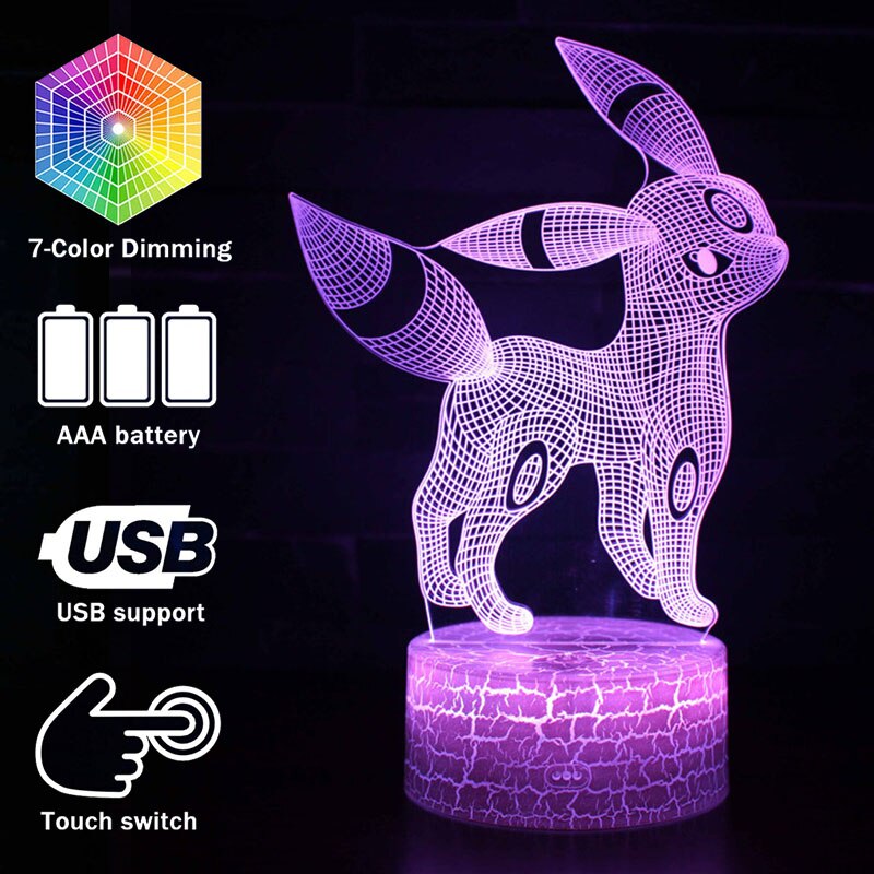 Lampada 3D Pocket Monster Nachtara Umbreon