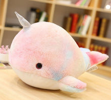 Cargue la imagen en el visor de la galería, compre la ballena unicornio arcoíris XXL - peluche narval (75cm)