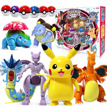 Chargez l'image dans la visionneuse de la galerie, achetez l'ensemble Pokemon Pokeball avec figurine (Pikachu, Charizard, Bisaflor, Turtok, Gyarados)