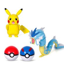 Chargez l'image dans la visionneuse de la galerie, achetez l'ensemble Pokemon Pokeball avec figurine (Pikachu, Charizard, Bisaflor, Turtok, Gyarados)