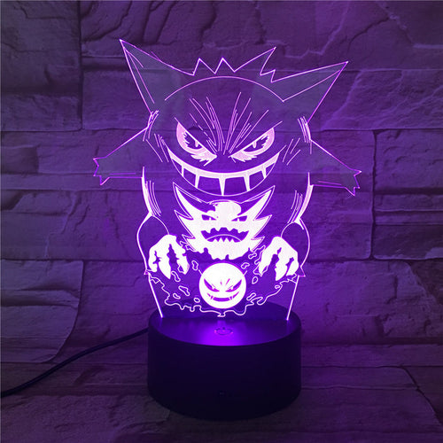 Gengar Nachttischlampe mit magischen Farbwechsel und 3D Pokemon Lampe kaufen