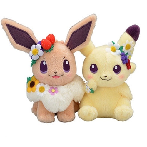 Pikachu oder Evoli Niedliche Kuschel Pokemon (ca. 18cm) Blumen Edition kaufen