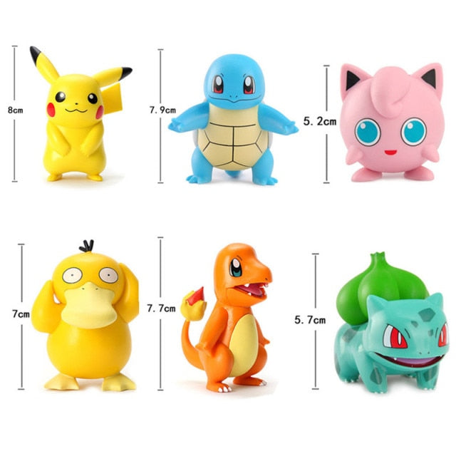 Pikachu Gluamnda, Enton, Schiggy, Bisasam und Pummeluff Pokemon Figuren Set kaufen