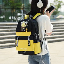 Load the picture into the gallery viewer, buy a large Pokemon school backpack with USB charging socket in the Pikachu look