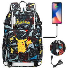 Cargue la imagen en el visor de la galería, Mochila Pokemon con USB, ideal para comprar computadoras portátiles