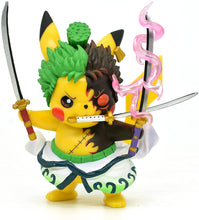 Cargue la imagen en el visor de la galería, compre Pikachu Anime Kawaii Cosplay Roronoa Zoro Pokemon Figure (aproximadamente 10 cm)
