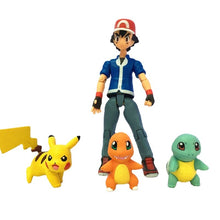 Cargue la imagen en el visor de la galería, compre Ash Ketchum con la figura del juego de acción Pikachu, Charmander y Squirtle