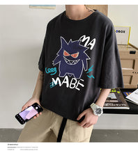 Cargue la imagen en el visor de la galería, compre una camiseta genial de gran tamaño con una impresión de Pokemon Gengar