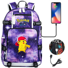 Load the image into the gallery viewer, buy Pokémon backpack with smartphone charging function