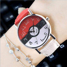 Cargue la imagen en el visor de la galería, compre reloj de pulsera pokemon para mujer con diseño de pokebola