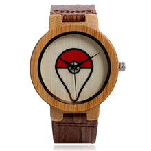 Cargue la imagen en el visor de la galería, compre el reloj de pulsera de madera de bambú Pokeball Pokemon