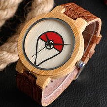 Load the picture into the Gallery Viewer, Buy Pokeball Pokemon Bamboo Wood Wristwatch