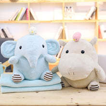 Cargue la imagen en el visor de la galería, compre lindo hipopótamo o elefante de peluche con manta para bebé
